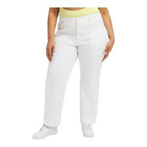 Good American Good 90’s White High Waist Carpenter Jeans Sixe 18